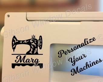 Sewing Machine Split Name Decal- Personalized, Set of 2, Sewing Machine Decal,Sticker, Vinyl, Window Decal