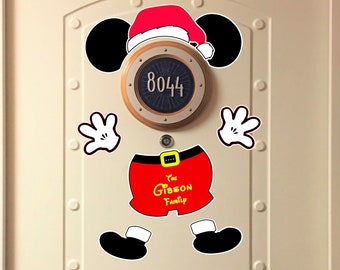 Mickey Santa Outfit Full Magnet Back Personalized Door Magnets, Disney Cruise, Mickey, Magnet, Minnie