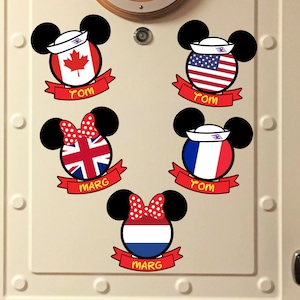 Mickey Minnie Flag Personalized Door Magnets, Disney Cruise, Mickey, Magnet, Minnie