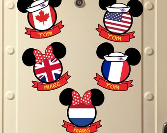 Mickey Minnie Flag Personalized Door Magnets, Disney Cruise, Mickey, Magnet, Minnie