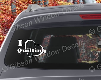 I Heart Quilting, Car Window Decal,Sticker, Vinyl, Window Decal, Decal, Laptop,Quilt, Quilting, Sewing