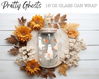 Lovely Ghosts Halloween PNG Pattern Sublimation Cup Wrap Clipart DTF Pretty Spooky Print Digital Design