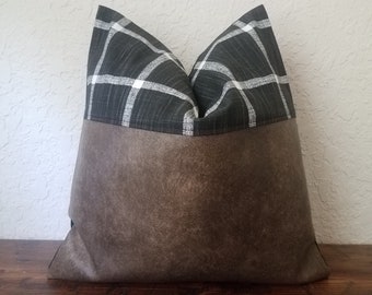Faux Leather Pillow Cover: Black & White Checkered Accent