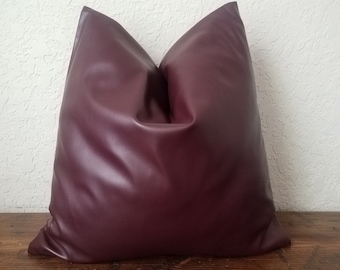 WINE Faux Leather Pillow Cover/ Lumbar Leather Throw Pillow Case / Faux Leather Pillow Covers/ Farmhouse Couch Pillows/ Southwestern pillow