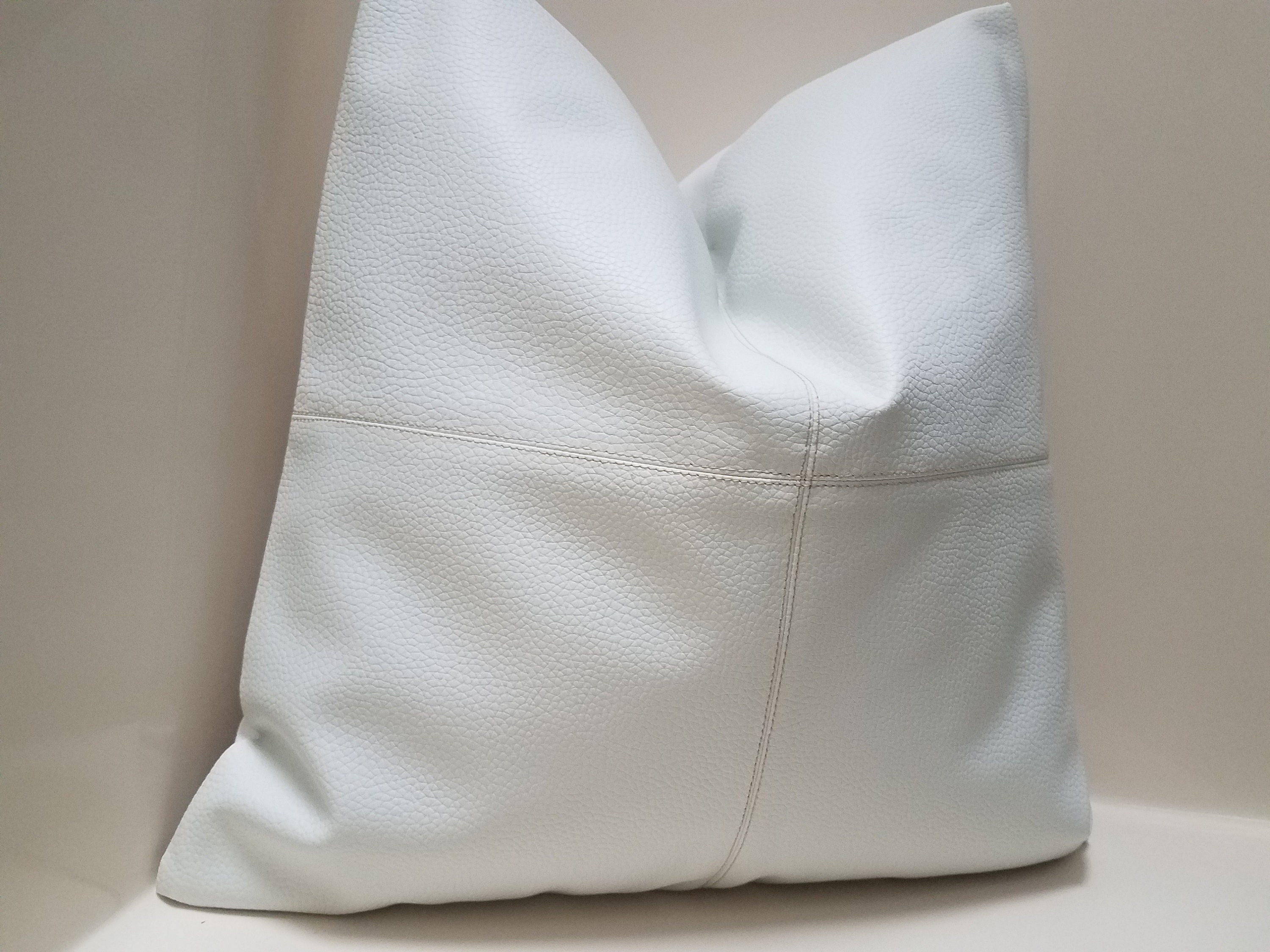 WHITE Faux Leather Pillow Cover Patchwork Pillow Cover RV Etsy