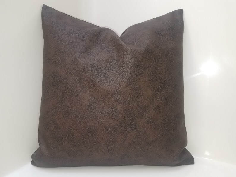 Dark Brown Faux Leather Pillow Covers. Leather Throw Pillow. Etsy