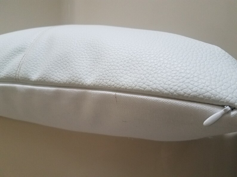 WHITE Faux Leather Pillow Cover Patchwork Pillow Cover RV Etsy