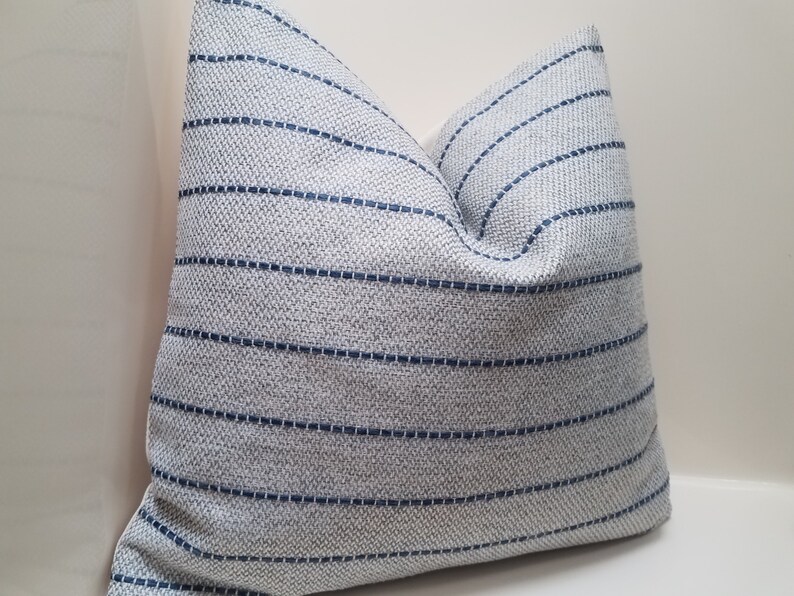 Gray Pillow Case With Blue Stripes Gray Pillow Cover Tribal Etsy