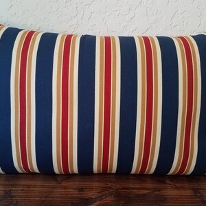Striped Cotton Pillow Cover: Navy, Burgundy, Caramel, Ivory