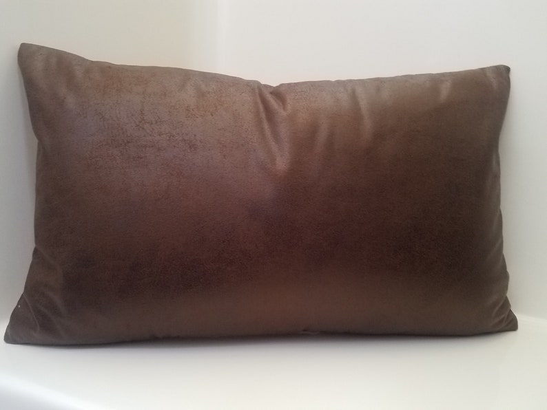 Dark Brown Faux Leather Pillow Covers Throw Image 0