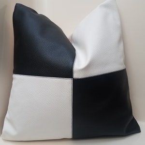 Faux Leather Pillow Cover Patchwork Pillows RV Decor, Tribal Throw Pillow, Farmhouse Pillow, Cushion Cover, Decorative Pillow, Accent Pillow