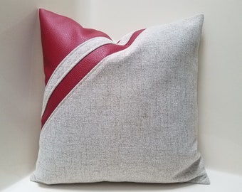 Faux Leather Stripe Pillow Cover: Color Block Throw Pillow