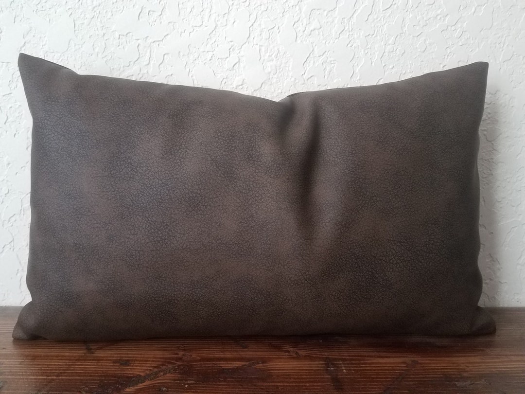 Dark Brown Faux Leather Pillow Covers. Leather Throw Pillow. Vegan