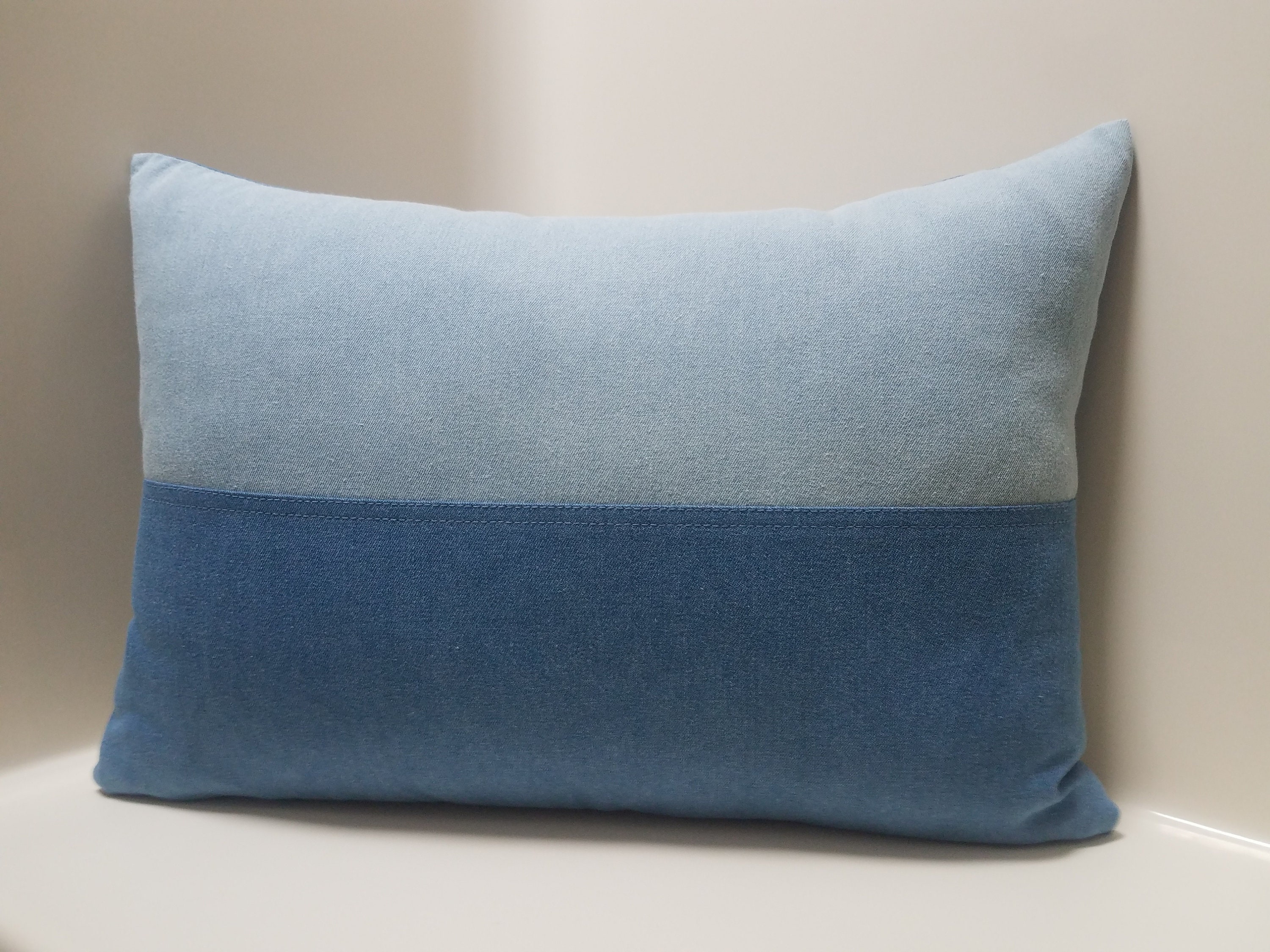 Blue Denim Pillow Covers Patchwork Pillow Case Denim lumbar Etsy.de