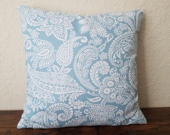 Spa Blue Floral Pillow Covers, Throw Pillow Cover, Toss pillow cover, Accent Pillows, Magnolia home, Farmhouse pillows, Cotton Pillow case