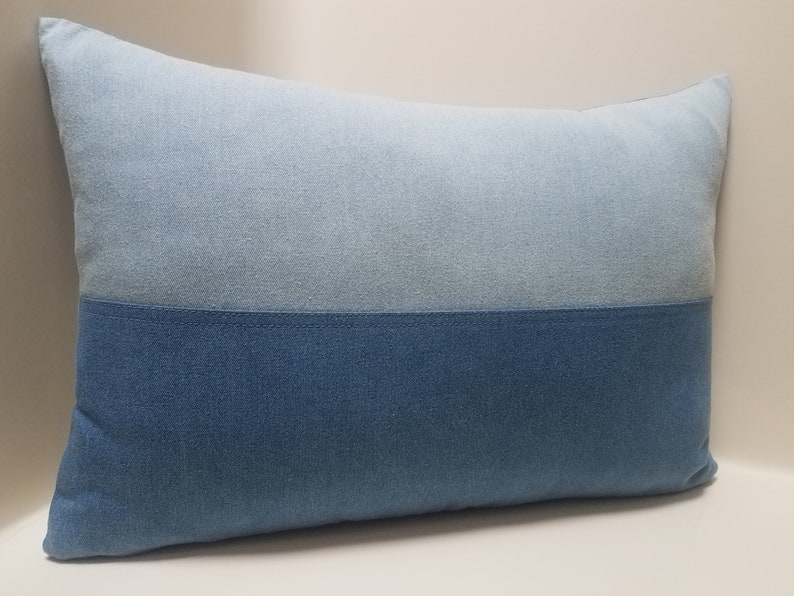 Blue Denim Pillow Covers Patchwork Pillow Case Denim Lumbar Etsy