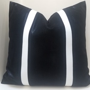 Faux Leather Striped Pillow Cover: Black Tribal Throw Pillow
