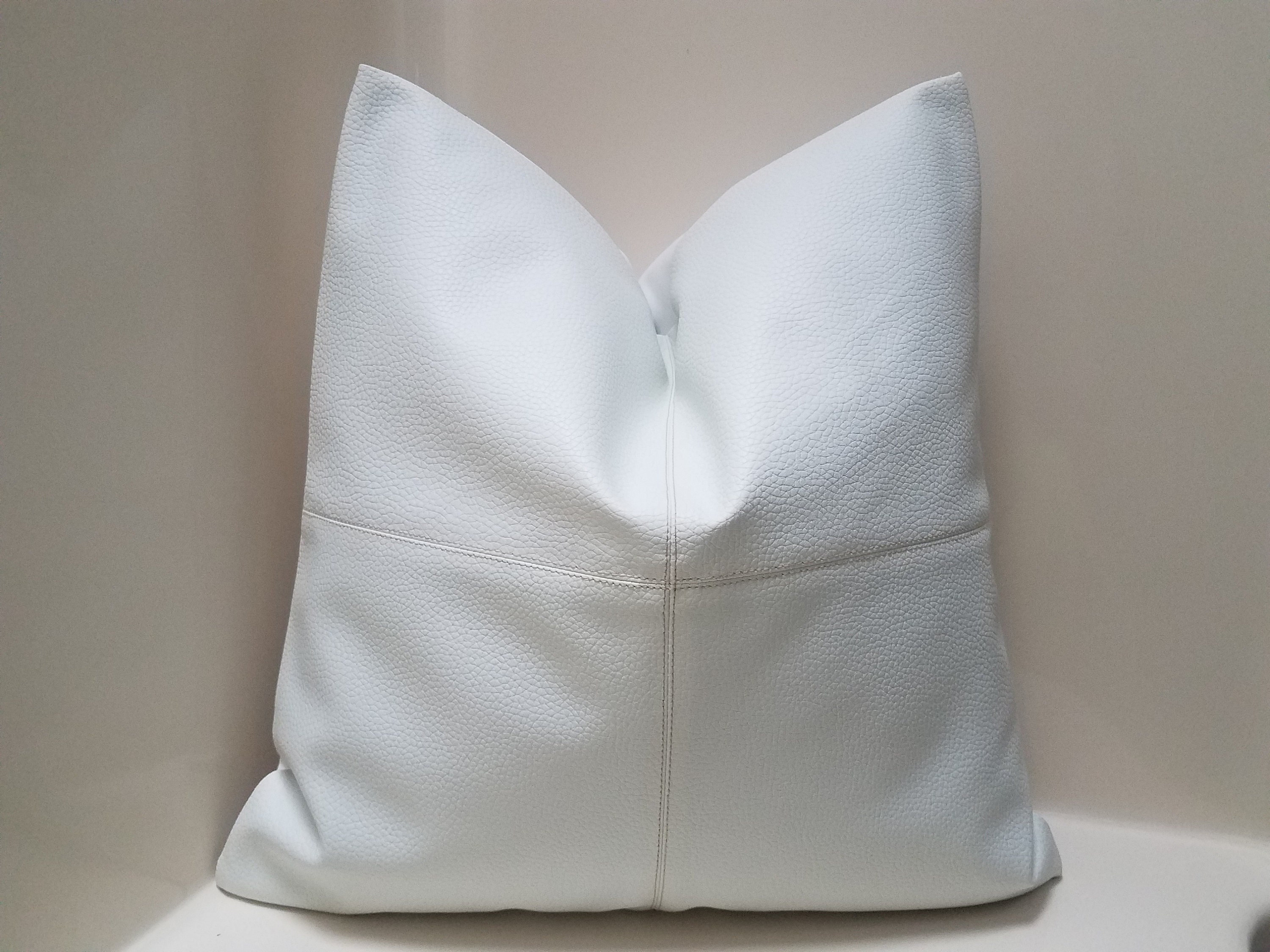 WHITE Faux Leather Pillow Cover Patchwork Pillow Cover RV Etsy