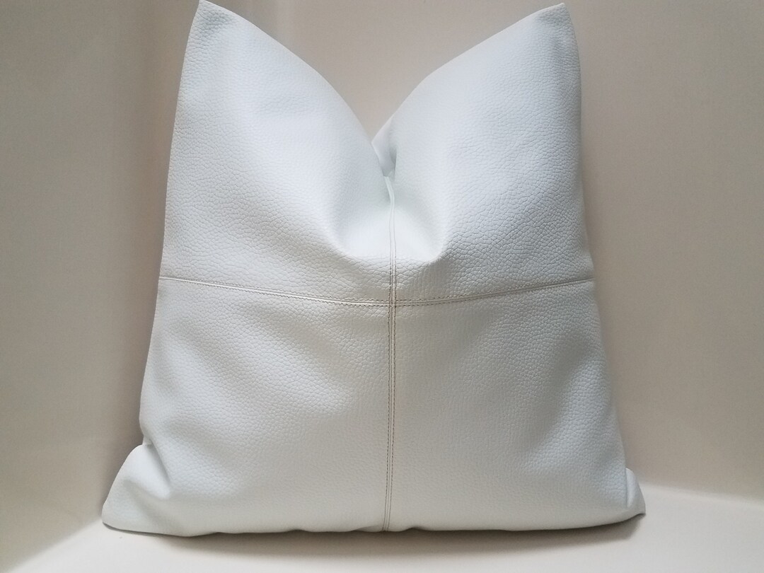 WHITE Faux Leather Pillow Cover Patchwork Pillow Cover RV Etsy