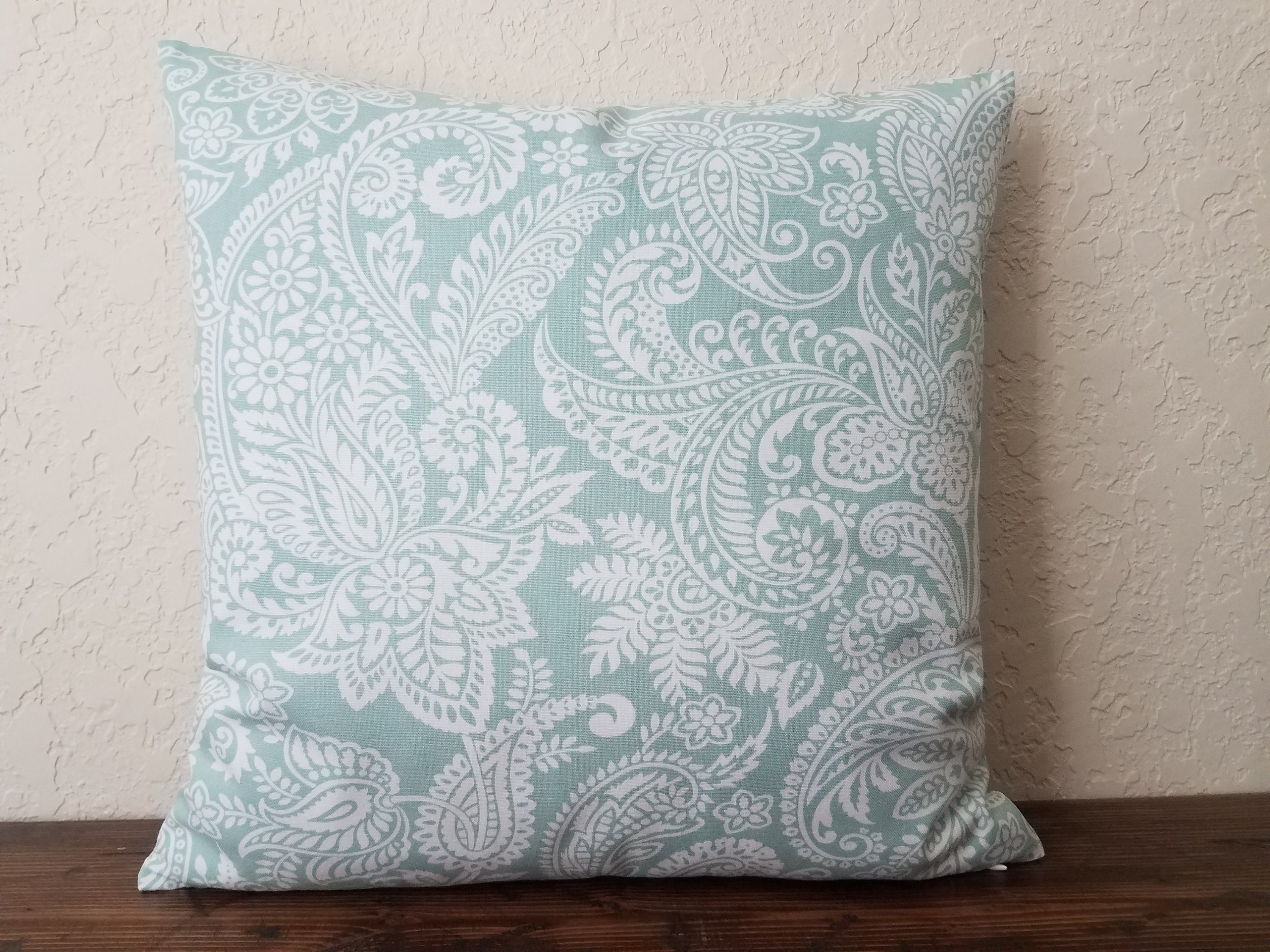 Aqua Green Floral Pillow Covers Throw Pillow Cover Toss Etsy