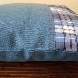 Denim Patchwork pillow Cover- Buffalo check pillow cover-Color Block pillow cover- Denim Pillow Cover- Modern pillow cover- Denim dorm decor