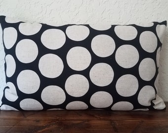 Accent Polka Dots Pillow Cover in Beige and Black, Country pillow cover, Cotton Pillow Case, Modern Pillow Cover,Unique Geometric pillow