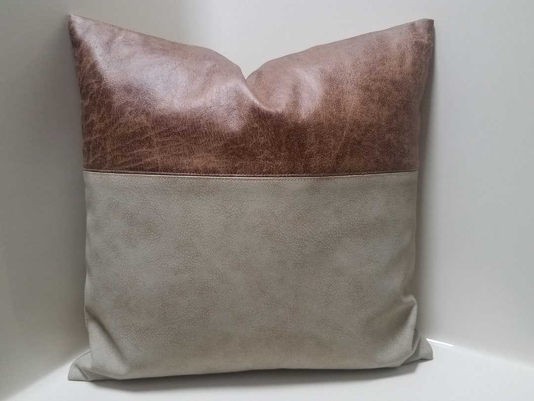 Faux Leather Pillow Covers. Vegan Leather Pillow Covers. Color Block