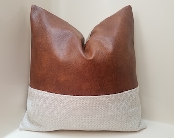 Faux Leather Pillow Covers. Mudcloth Pillow Covers. Color Block Pillows. Rustic Pillow Covers. Country Farmhouse Home Decor. Lumbar pillows