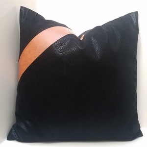 Faux Leather Pillow Cover VARIETY COLOR & SIZE Accent Pillow. Decorative Pillow. Lumbar Pillow. Tribal Pillow. Patchwork Pillow. Sofa Pillow