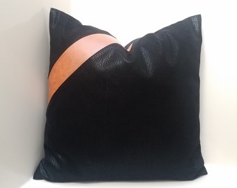 Faux Leather Pillow Cover: Color Block Accent Pillow