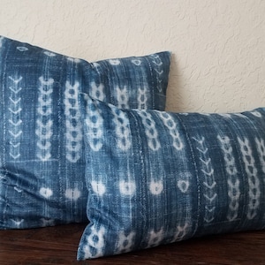 Minky Mudcloth Pillow Cover: Blue Bohemian Velvet Throw Pillow