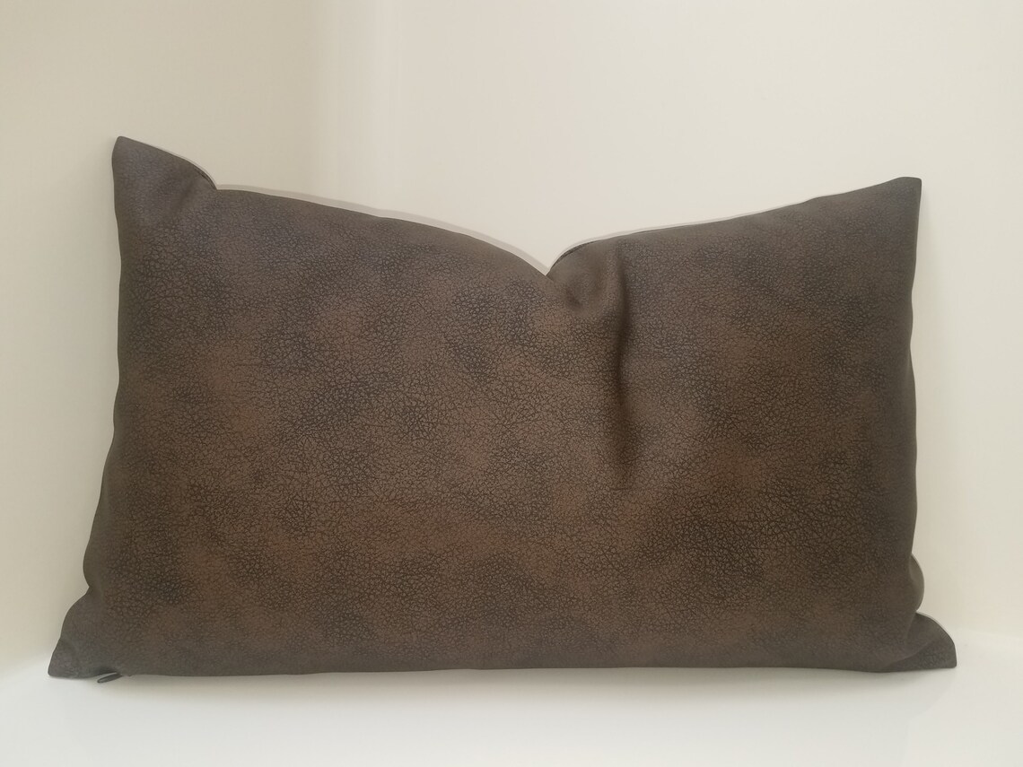 Dark Brown Faux Leather Pillow Covers. Leather throw pillow. Etsy