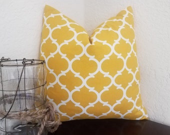 Yellow Accent Pillow Cover – Corn Yellow & White Cotton