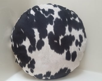 Circle Cowhide Pillow Cover, Cowhide round pillow, Cowhide home decor, Round cowhide pillow, Circle floor Pillow, Couch Pillow,  Body pillow