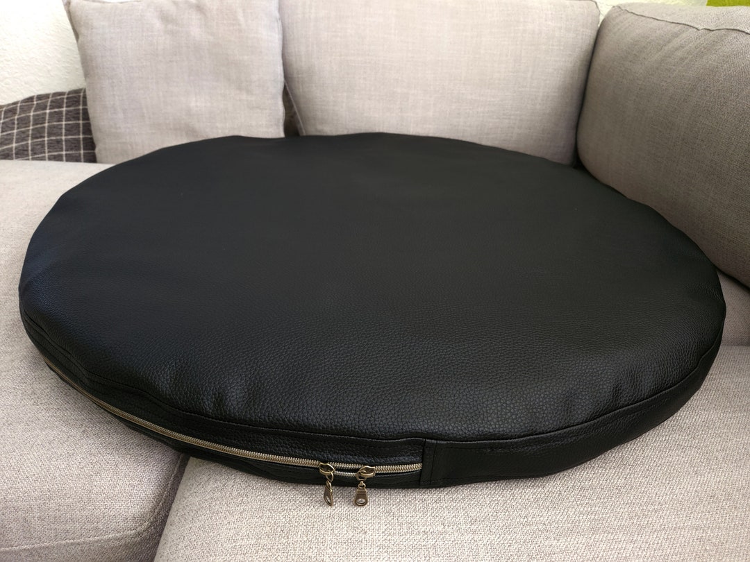Round Cushion Cover, Faux Leather Circle Floor Cushion, Seating Cushion