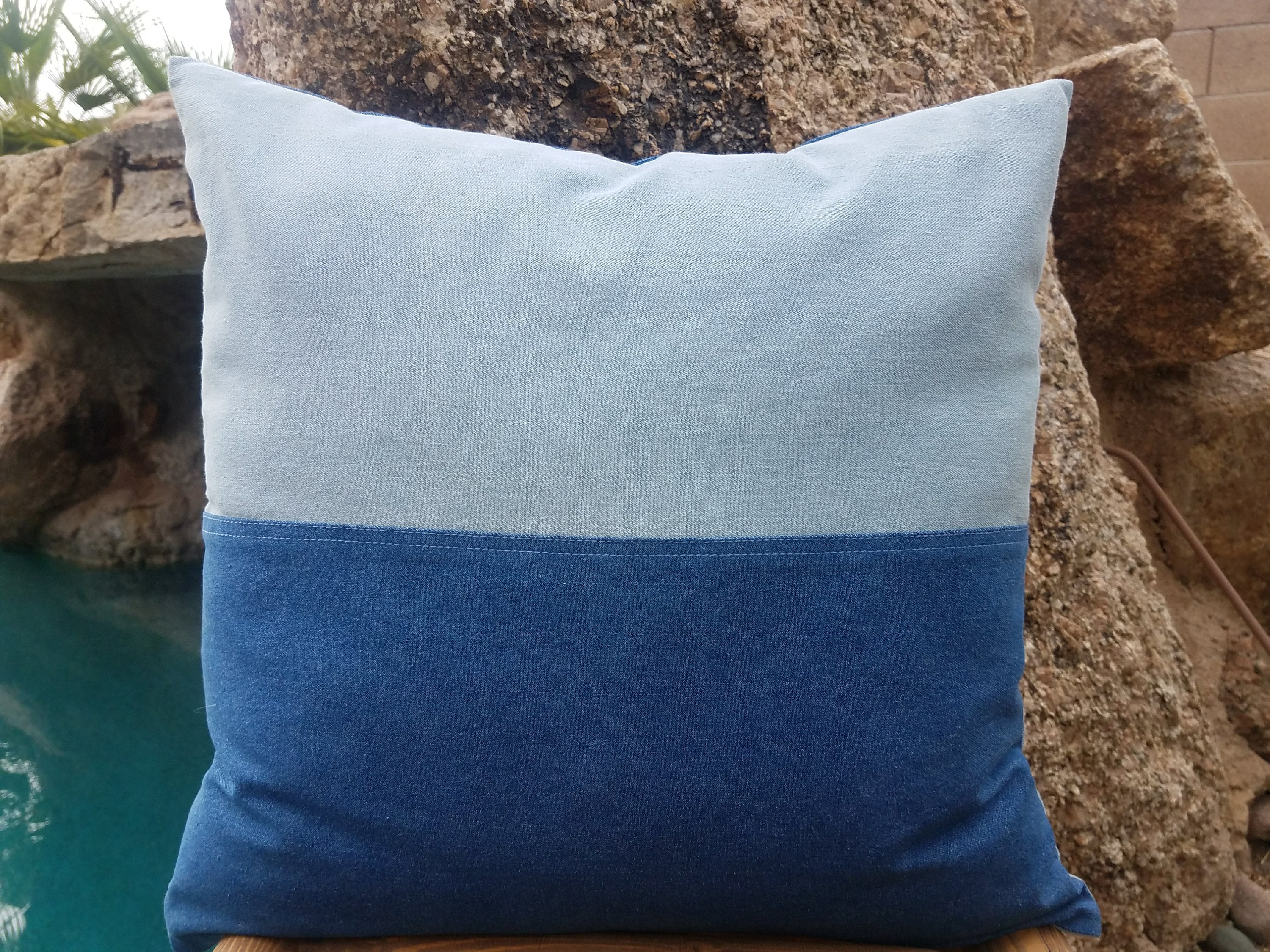 Blue Denim Pillow Cover Lumbar Pillow Cover Patchwork Etsy Norway