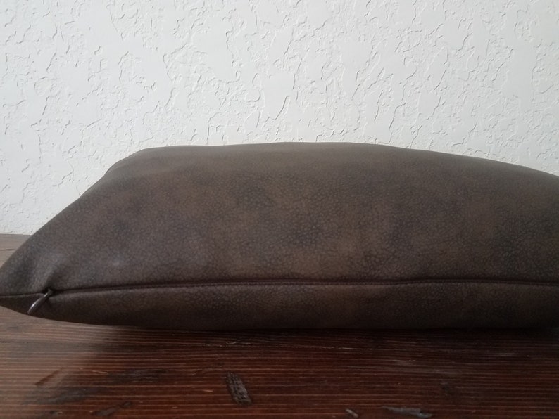 Dark Brown Faux Leather Pillow Covers. Leather Throw Pillow. Etsy