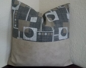 Color Block Faux Leather Pillow Cover: Geometric Tribal Decor