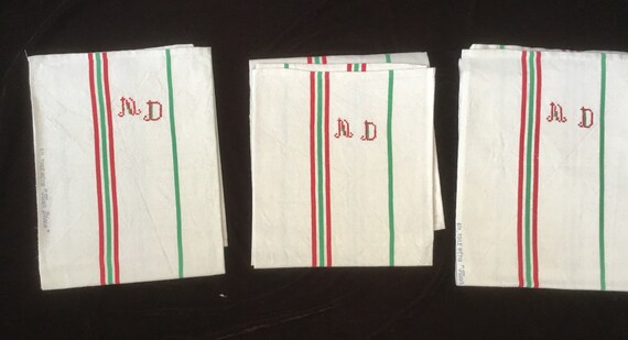 Tea Towel 3 Antique Handmade Tea Towels With Monogrammed Md Etsy