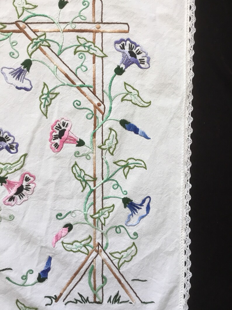 Curtain Antique handembroidered kitchen Curtain French antique linen and lace