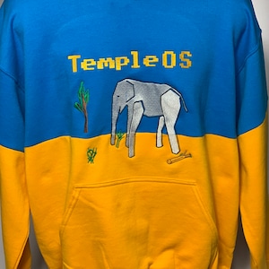 Cut&sew TempleOS Realistic Elephant hoodie