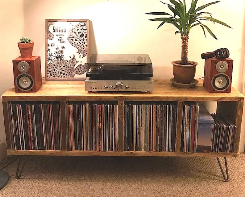 Rustic Vinyl Record Storage Unit Constructed From Reclaimed Etsy UK