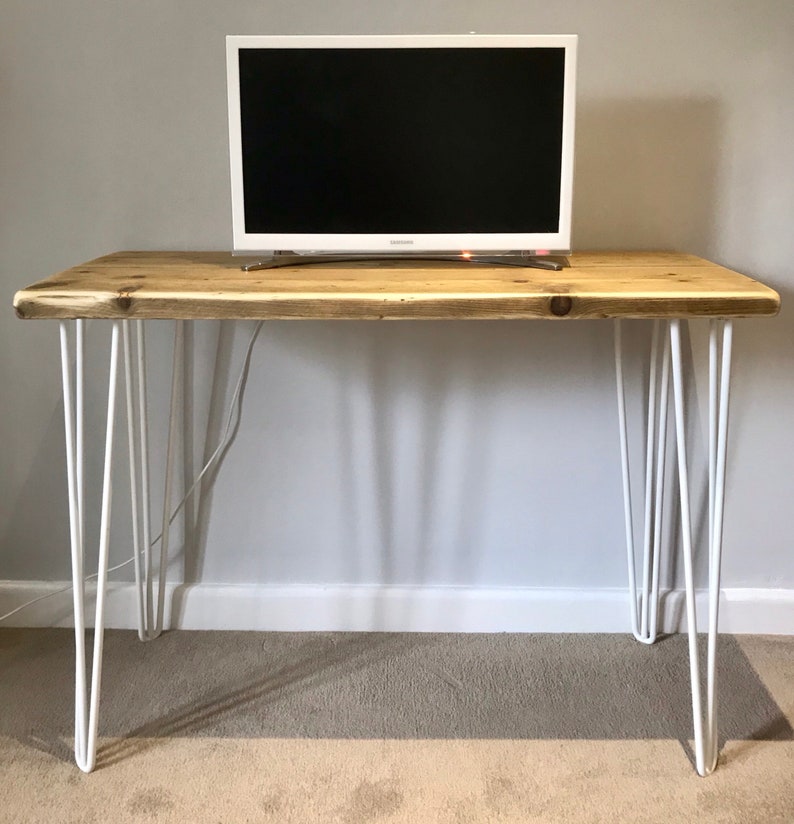 Rustic Hairpin Leg Desk From Reclaimed Scaffold Boards On Etsy