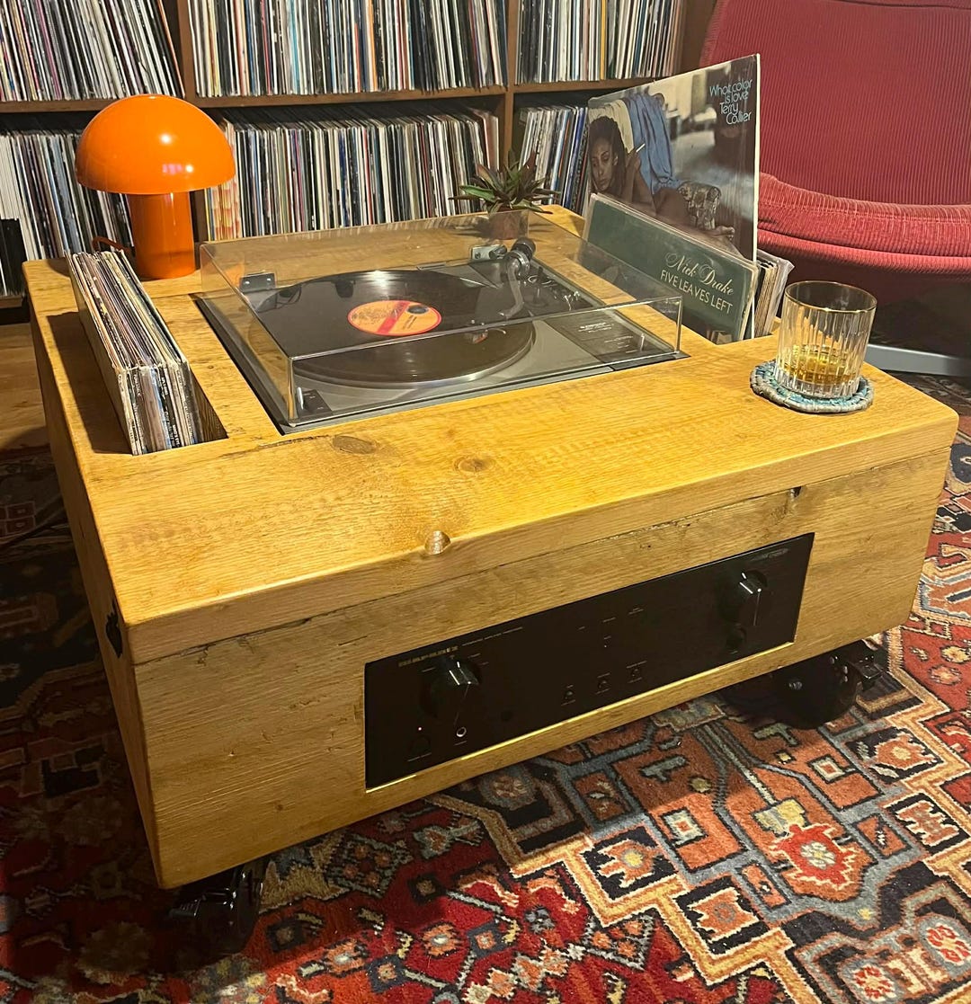 Custom Vinyl Record Listening Table on Wheels Bespoke - Etsy