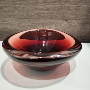 Sven Palmqvist Orrefors Deep Red Glass Selena Bowl 3092/13 Signed And Numbered