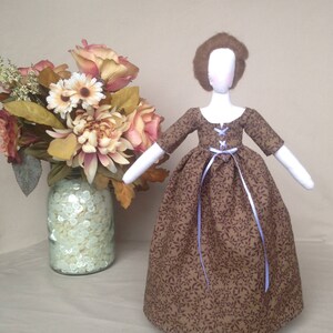 All Handmade Soft Cloth Doll Gibson Girl Original Design Brown and Purple The Little Ladies Lilac Chocolate for Doll Collectors
