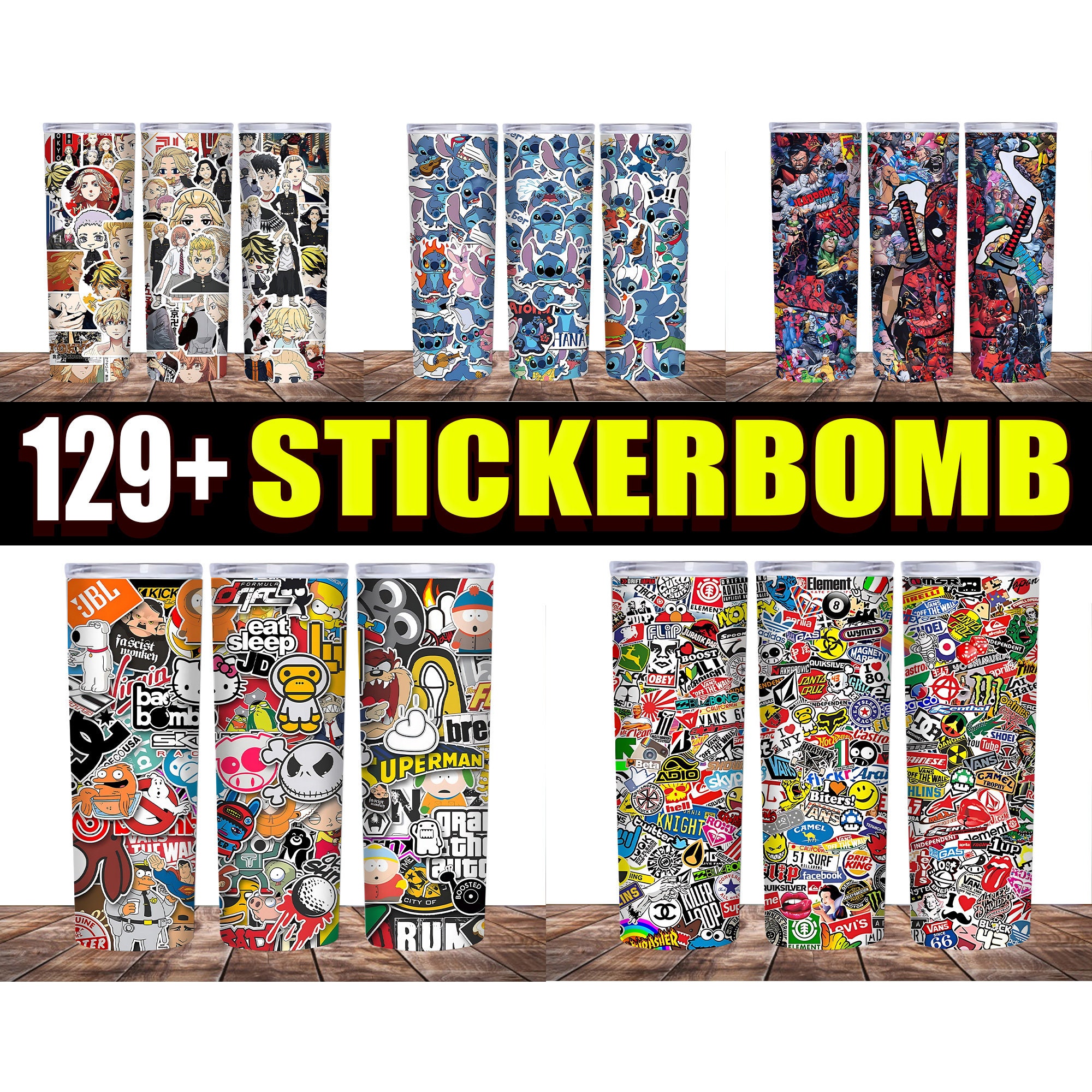JDM Sticker Bomb Sheet Custom Vinyl Skin Wrap Decal Sticker 24x12