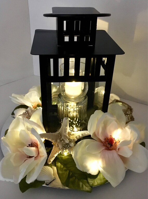 Elegant Black White Silver Beach Wedding Centerpiece Etsy