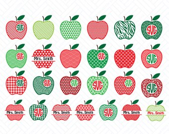 Come back to school SVG Files,monogram, Silhouette Files,svg files for silhouette, Apple svg files,teacher svg clipart, split apple,D/057