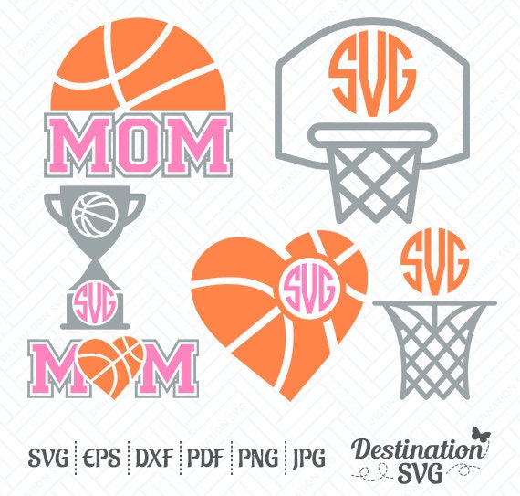 Download Basketball SVG Files Basketball Monogram Frame Cutting | Etsy